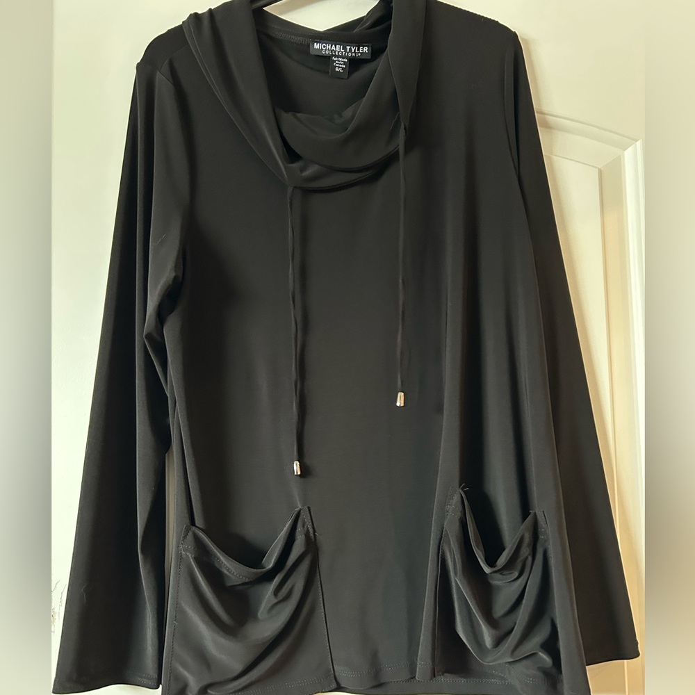Michael Tyler Women's Black Cowl Neck Top